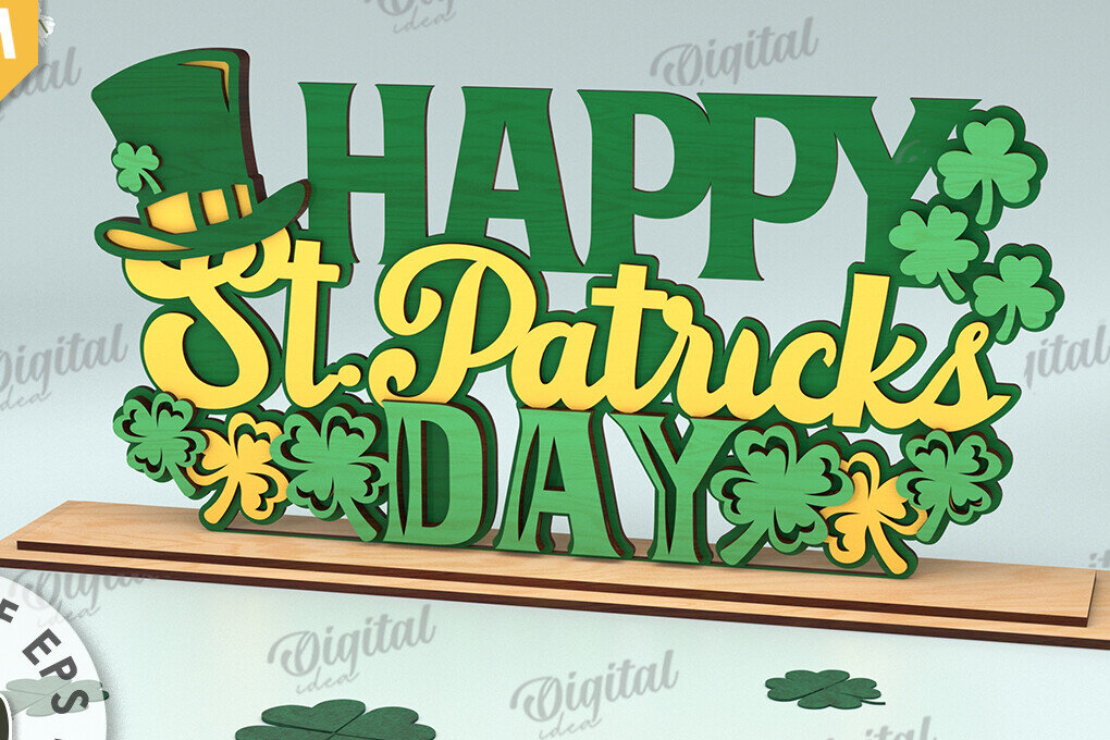 Intra απο ξύλο plywood 3mm-4mm πάχος – St Patrick's Day Stand Decor Δίασταση  20x20 cm INTRAFABR-115495792