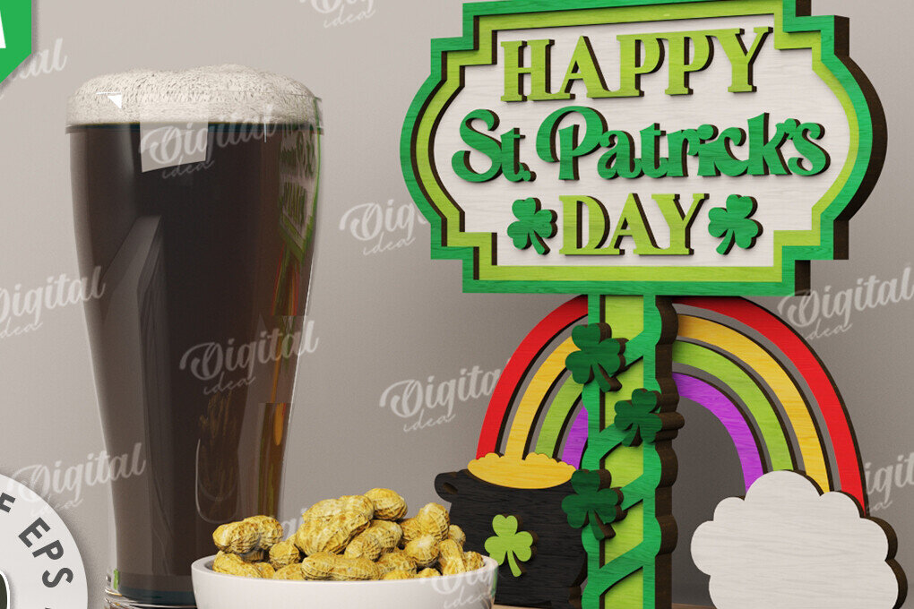 Intra απο ξύλο plywood 3mm-4mm πάχος – St Patrick's Day Stand Decor Δίασταση  20x20 cm INTRAFABR-115295862