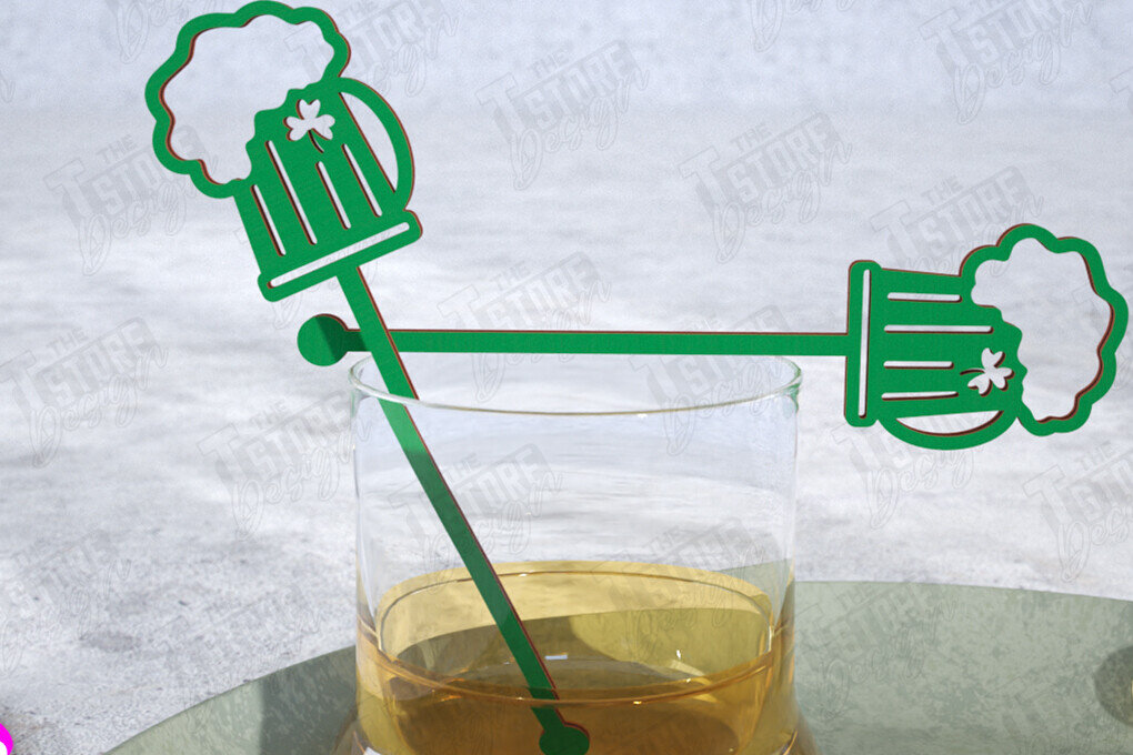Intra απο ξύλο plywood 3mm-4mm πάχος – St Patrick's Day Sticks Stirring Drink Δίασταση  20x20 cm INTRAFABR-115372357