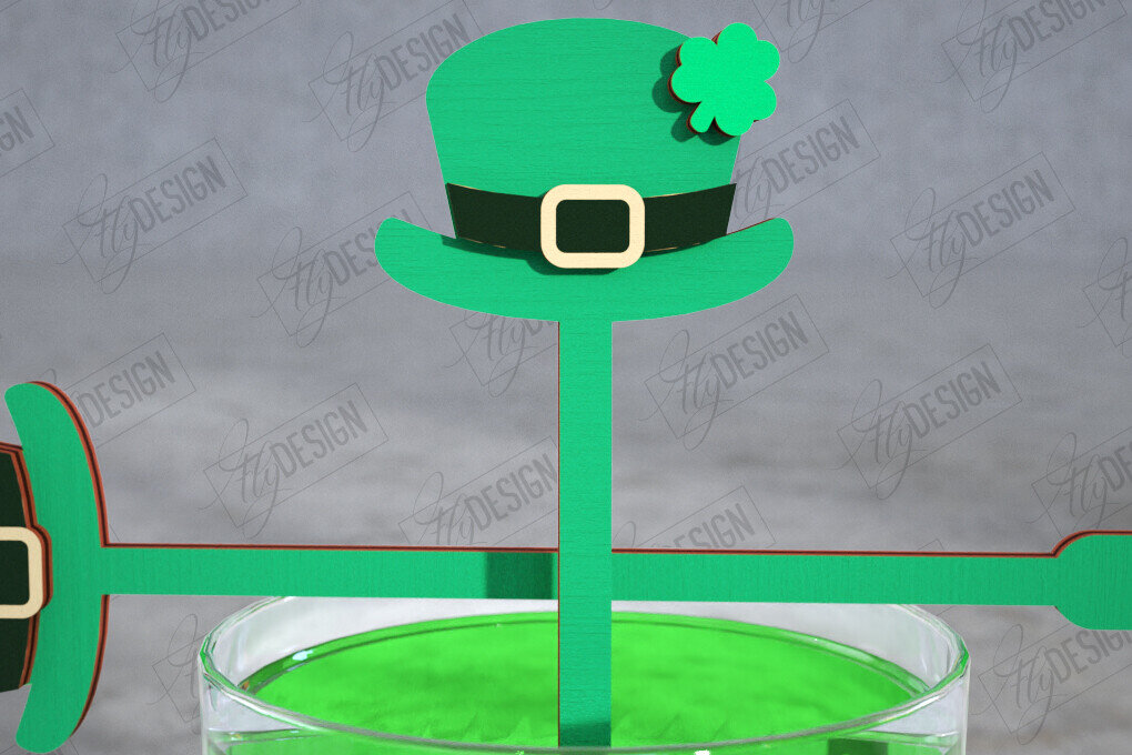 Intra απο ξύλο plywood 3mm-4mm πάχος – St Patrick's Day Sticks Stirring Drink Δίασταση  20x20 cm INTRAFABR-115436708