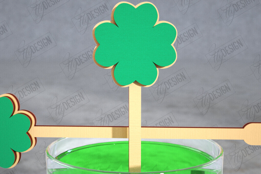 Intra απο ξύλο plywood 3mm-4mm πάχος – St Patrick's Day Sticks Stirring Drink Δίασταση  20x20 cm INTRAFABR-115436713