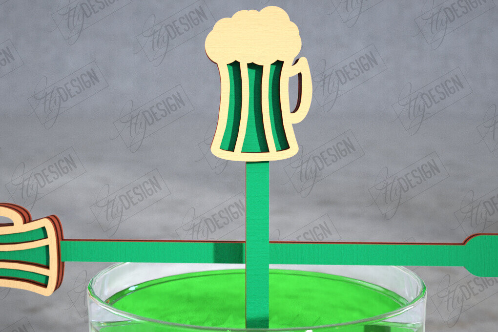 Intra απο ξύλο plywood 3mm-4mm πάχος – St Patrick's Day Sticks Stirring Drink Δίασταση  20x20 cm INTRAFABR-115436717