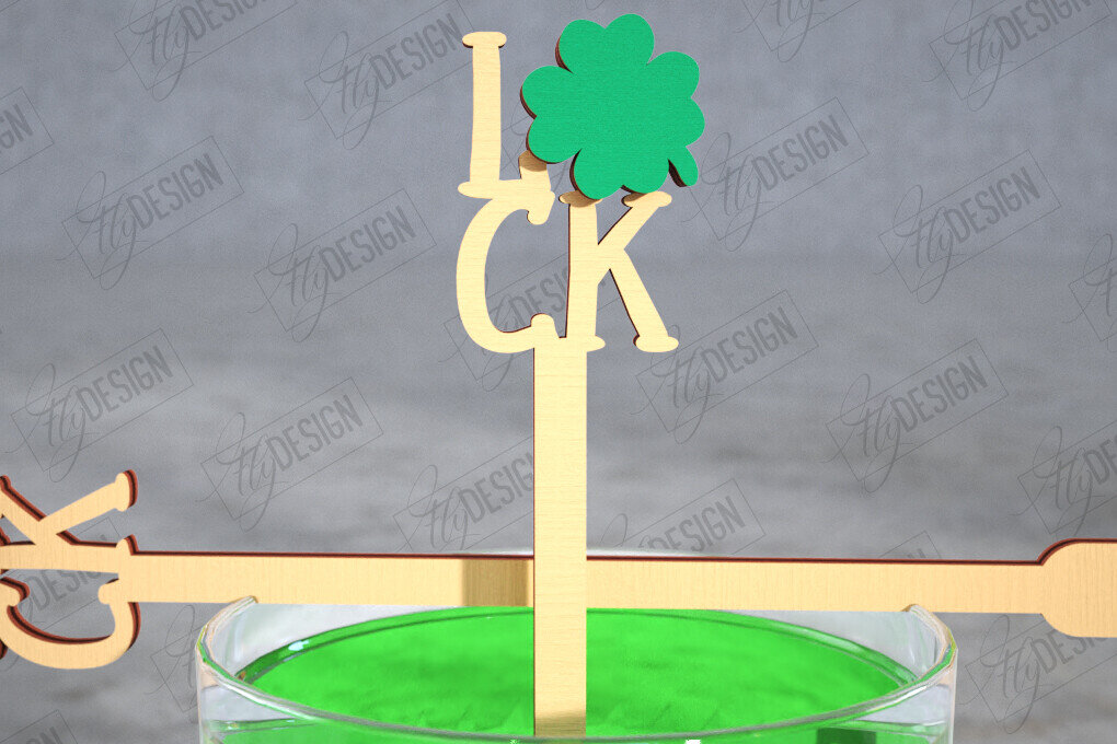 Intra απο ξύλο plywood 3mm-4mm πάχος – St Patrick's Day Sticks Stirring Drink Δίασταση  20x20 cm INTRAFABR-115436718