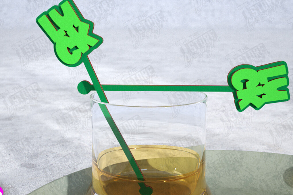 Intra απο ξύλο plywood 3mm-4mm πάχος – St Patrick's Day Sticks Stirring Drink Δίασταση  20x20 cm INTRAFABR-115372152