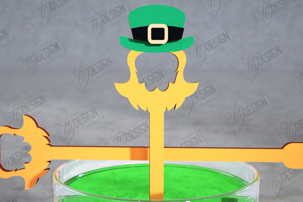 Intra απο ξύλο plywood 3mm-4mm πάχος – St Patrick's Day Sticks Stirring Drink Δίασταση  20x20 cm INTRAFABR-115436731