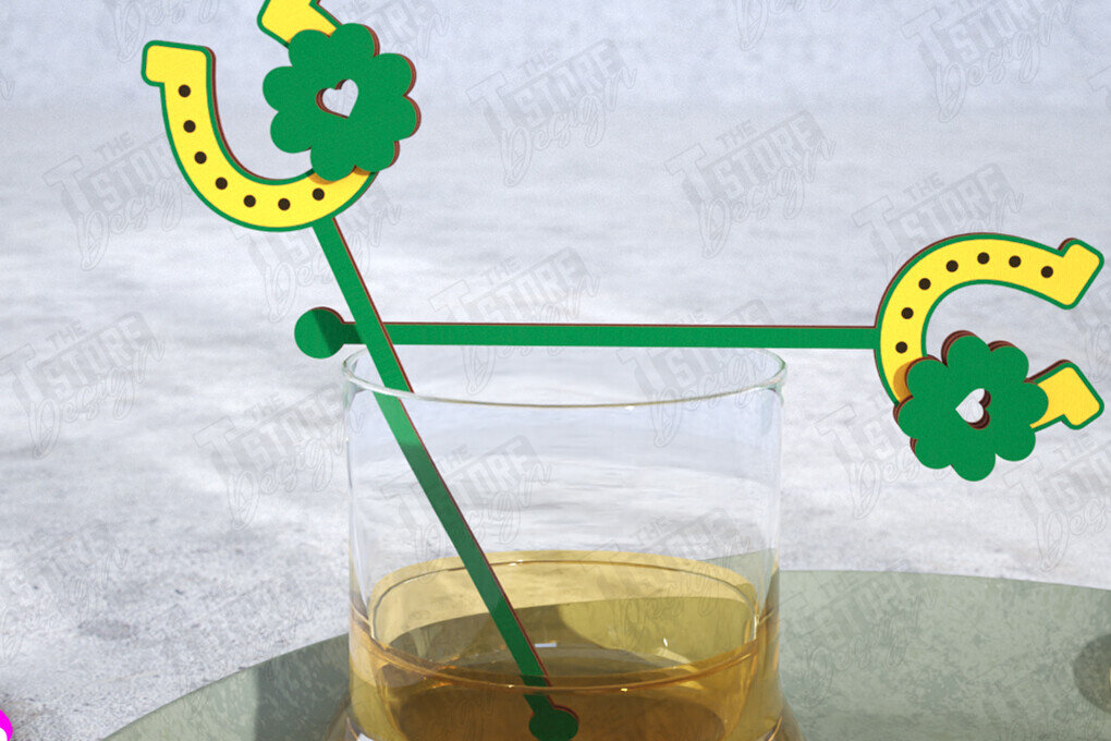 Intra απο ξύλο plywood 3mm-4mm πάχος – St Patrick's Day Sticks Stirring Drink Δίασταση  20x20 cm INTRAFABR-115372202
