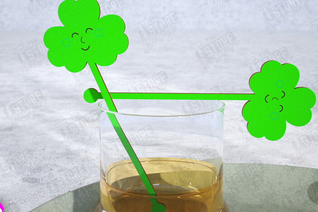Intra απο ξύλο plywood 3mm-4mm πάχος – St Patrick's Day Sticks Stirring Drink Δίασταση  20x20 cm INTRAFABR-115372267