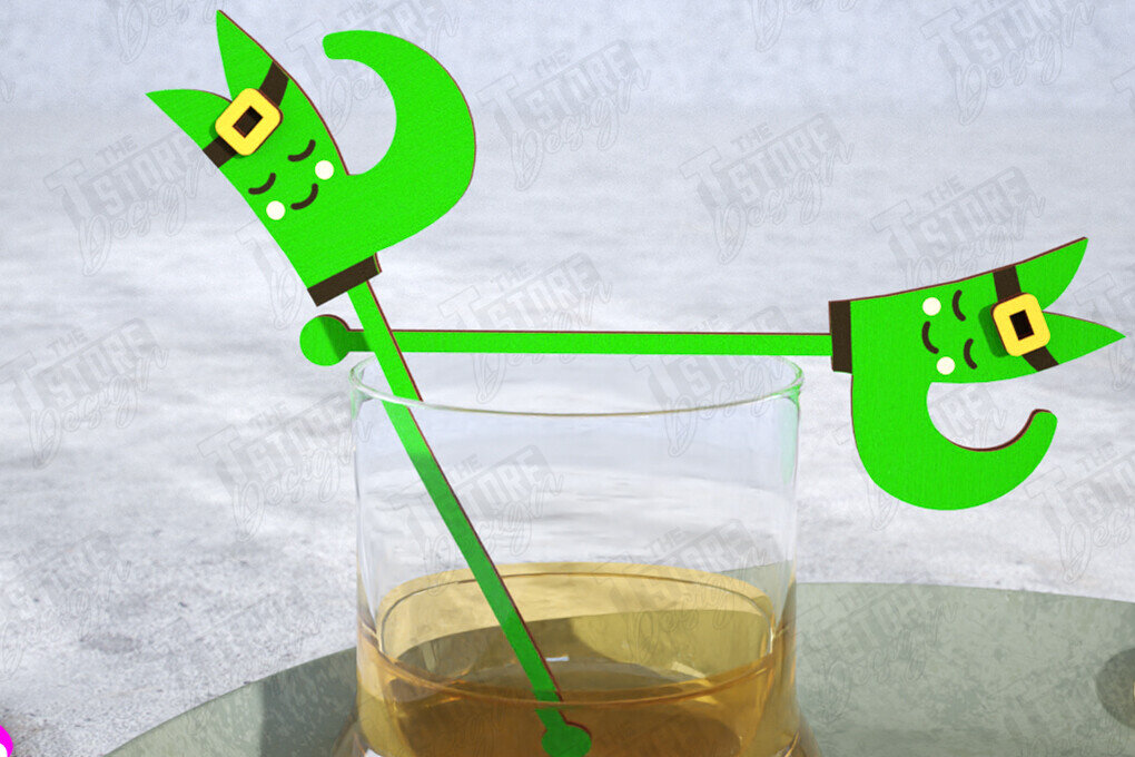 Intra απο ξύλο plywood 3mm-4mm πάχος – St Patrick's Day Sticks Stirring Drink Δίασταση  20x20 cm INTRAFABR-115372289