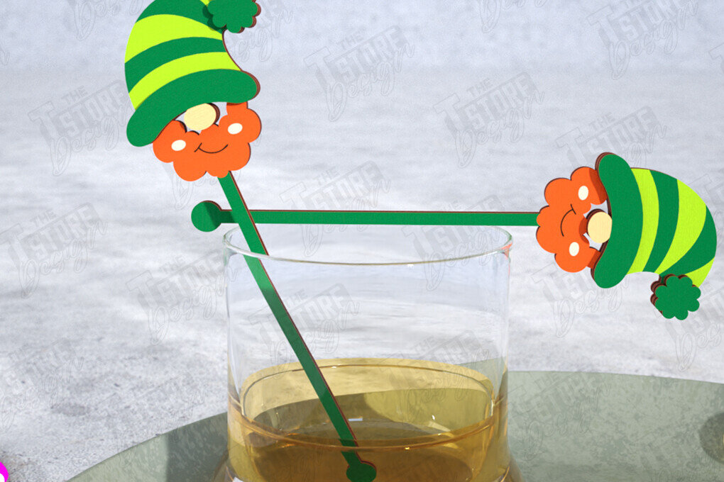 Intra απο ξύλο plywood 3mm-4mm πάχος – St Patrick's Day Sticks Stirring Drink Δίασταση  20x20 cm INTRAFABR-115372311