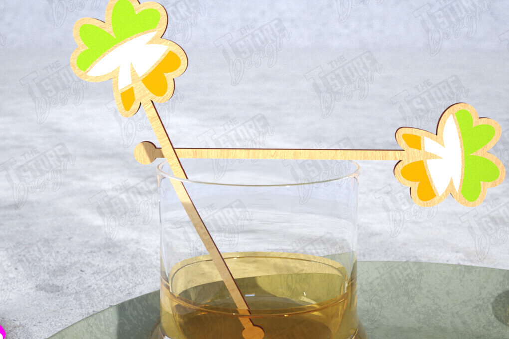 Intra απο ξύλο plywood 3mm-4mm πάχος – St Patrick's Day Sticks Stirring Drink Δίασταση  20x20 cm INTRAFABR-115372352