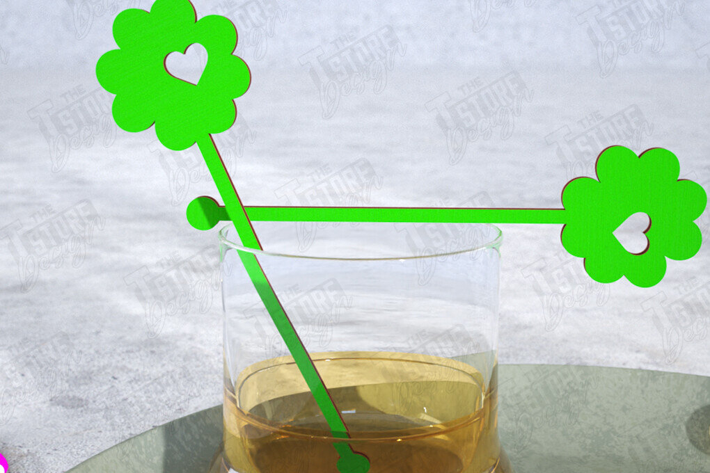 Intra απο ξύλο plywood 3mm-4mm πάχος – St Patrick's Day Sticks Stirring Drink Δίασταση  20x20 cm INTRAFABR-115372147
