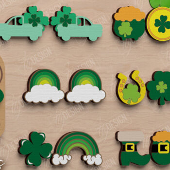 Intra απο ξύλο plywood 3mm-4mm πάχος – Πακέτο St Patrick's Day Stud Earrings Δίασταση  5x5 cm INTRAFABR-115435843 - Image 1