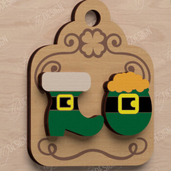 Intra απο ξύλο plywood 3mm-4mm πάχος – Πακέτο St Patrick's Day Stud Earrings Δίασταση  5x5 cm INTRAFABR-115435843 - Image 8