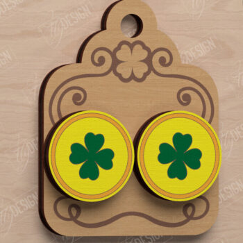 Intra απο ξύλο plywood 3mm-4mm πάχος – Πακέτο St Patrick's Day Stud Earrings Δίασταση  5x5 cm INTRAFABR-115435843 - Image 11