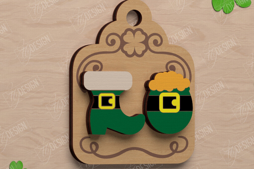 Intra απο ξύλο plywood 3mm-4mm πάχος – St Patrick's Day Stud Σκουλαρίκια | CNC Δίασταση  5x5 cm INTRAFABR-115435751