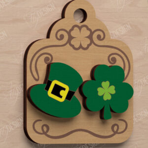 Intra απο ξύλο plywood 3mm-4mm πάχος – St Patrick's Day Stud Σκουλαρίκια | CNC Δίασταση  5x5 cm INTRAFABR-115435757