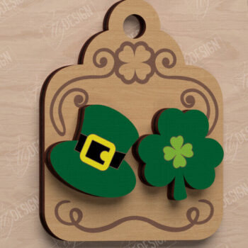 Intra απο ξύλο plywood 3mm-4mm πάχος – St Patrick's Day Stud Σκουλαρίκια | CNC Δίασταση  5x5 cm INTRAFABR-115435757 - Image 1