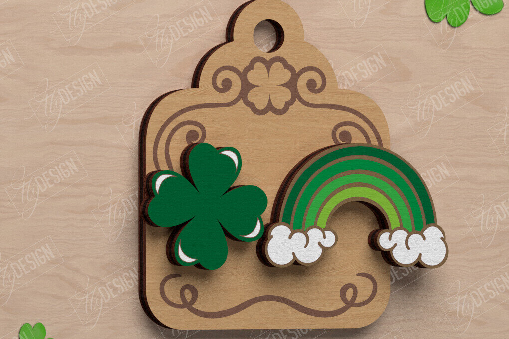 Intra απο ξύλο plywood 3mm-4mm πάχος – St Patrick's Day Stud Σκουλαρίκια | CNC Δίασταση  5x5 cm INTRAFABR-115435761