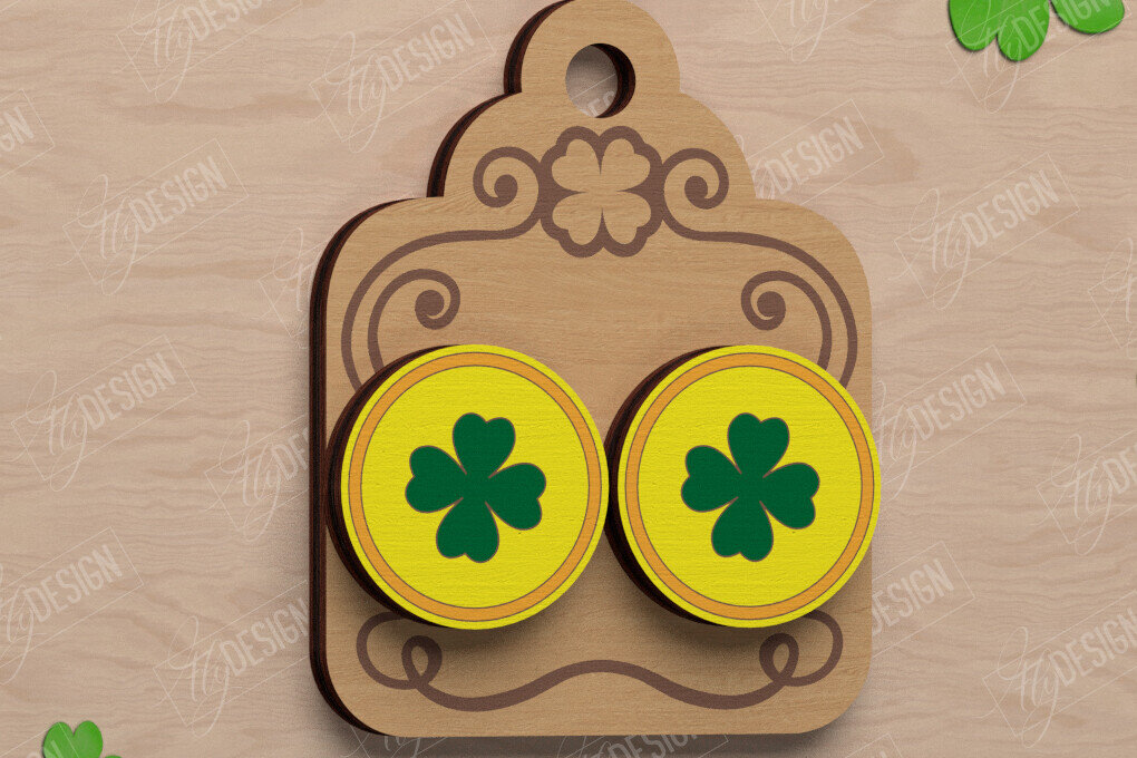 Intra απο ξύλο plywood 3mm-4mm πάχος – St Patrick's Day Stud Σκουλαρίκια | CNC Δίασταση  5x5 cm INTRAFABR-115435768