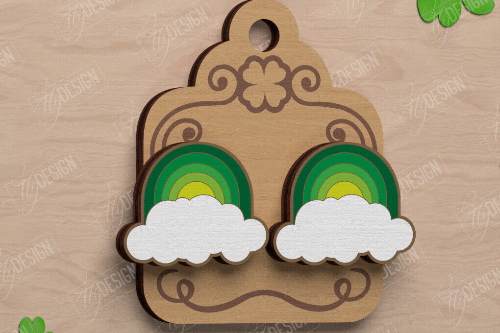 Intra απο ξύλο plywood 3mm-4mm πάχος – St Patrick's Day Stud Σκουλαρίκια | CNC Δίασταση  5x5 cm INTRAFABR-115435772