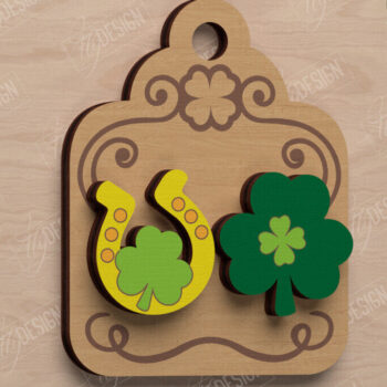 Intra απο ξύλο plywood 3mm-4mm πάχος – St Patrick's Day Stud Σκουλαρίκια | CNC Δίασταση  5x5 cm INTRAFABR-115435774 - Image 1