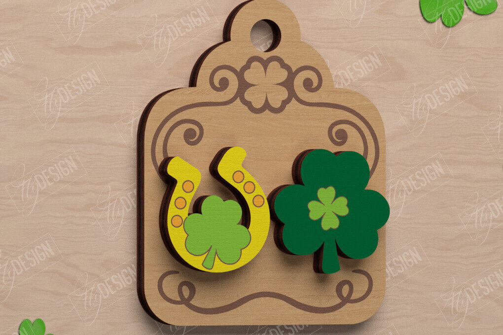 Intra απο ξύλο plywood 3mm-4mm πάχος – St Patrick's Day Stud Σκουλαρίκια | CNC Δίασταση  5x5 cm INTRAFABR-115435774