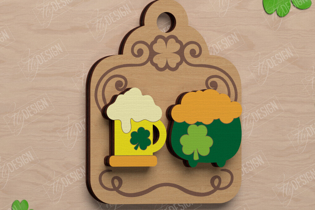 Intra απο ξύλο plywood 3mm-4mm πάχος – St Patrick's Day Stud Σκουλαρίκια | CNC Δίασταση  5x5 cm INTRAFABR-115435779