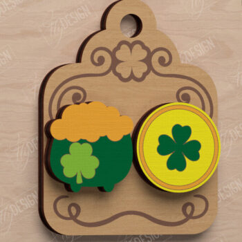 Intra απο ξύλο plywood 3mm-4mm πάχος – St Patrick's Day Stud Σκουλαρίκια | CNC Δίασταση  5x5 cm INTRAFABR-115435781 - Image 1