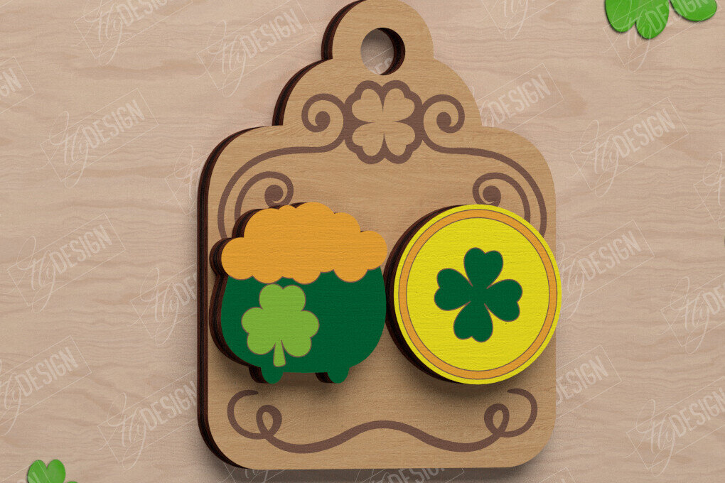 Intra απο ξύλο plywood 3mm-4mm πάχος – St Patrick's Day Stud Σκουλαρίκια | CNC Δίασταση  5x5 cm INTRAFABR-115435781