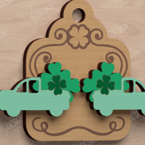 Intra απο ξύλο plywood 3mm-4mm πάχος – St Patrick's Day Stud Σκουλαρίκια | CNC Δίασταση  5x5 cm INTRAFABR-115435786