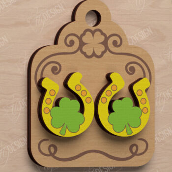 Intra απο ξύλο plywood 3mm-4mm πάχος – St Patrick's Day Stud Σκουλαρίκια | CNC Δίασταση  5x5 cm INTRAFABR-115435792 - Image 1