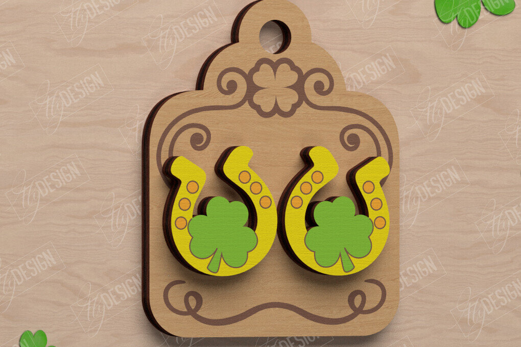 Intra απο ξύλο plywood 3mm-4mm πάχος – St Patrick's Day Stud Σκουλαρίκια | CNC Δίασταση  5x5 cm INTRAFABR-115435792