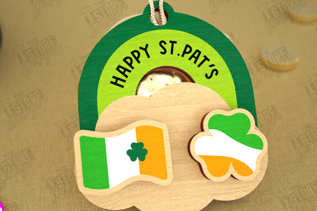 Intra απο ξύλο plywood 3mm-4mm πάχος – St Patrick's Day Stud Σκουλαρίκια | CNC Δίασταση  5x5 cm INTRAFABR-115368498
