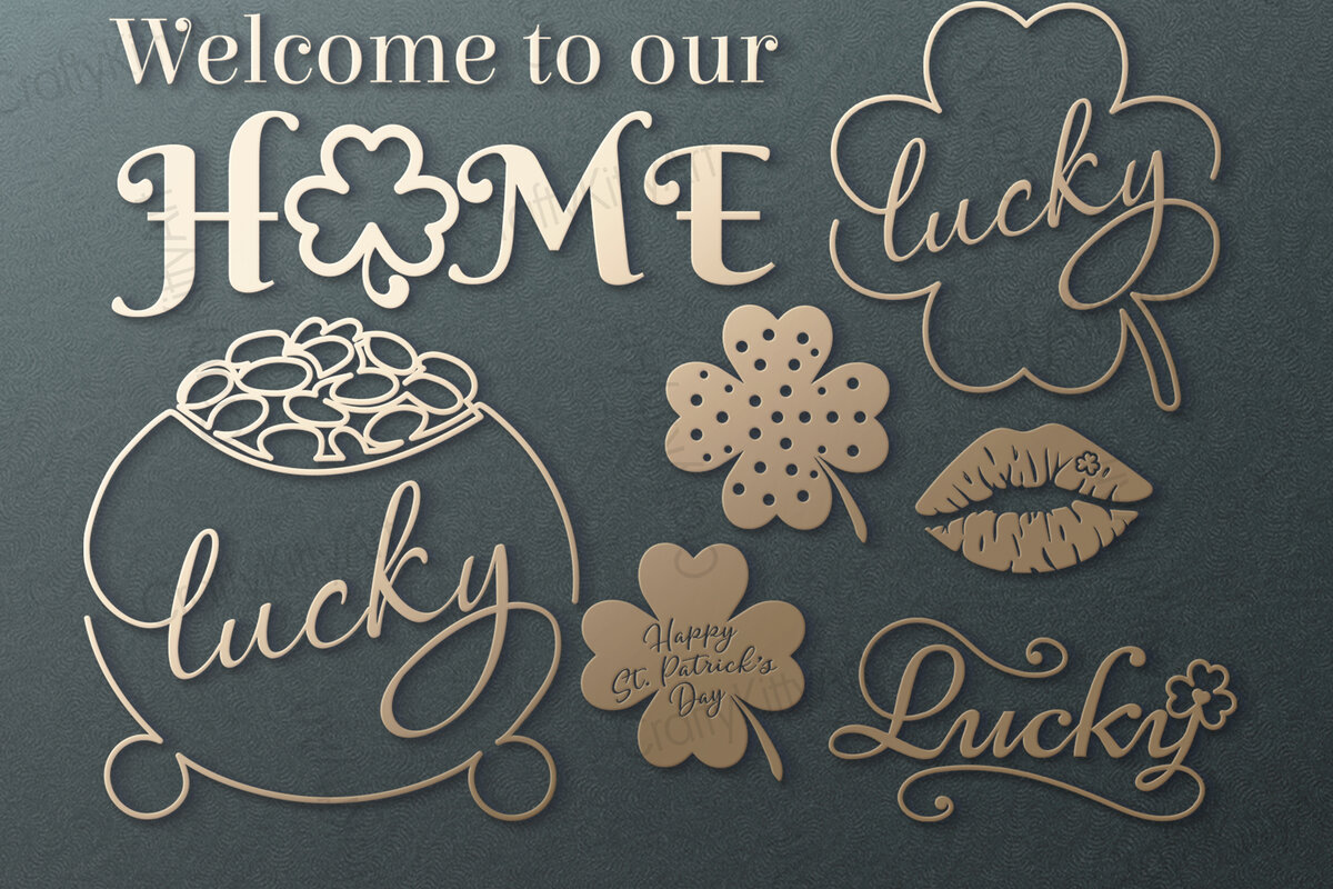 Intra απο ξύλο plywood 3mm-4mm πάχος – Πακέτο Day St Patricks, Lucky Clover Δίασταση  20x20 cm INTRAFABR-25575719