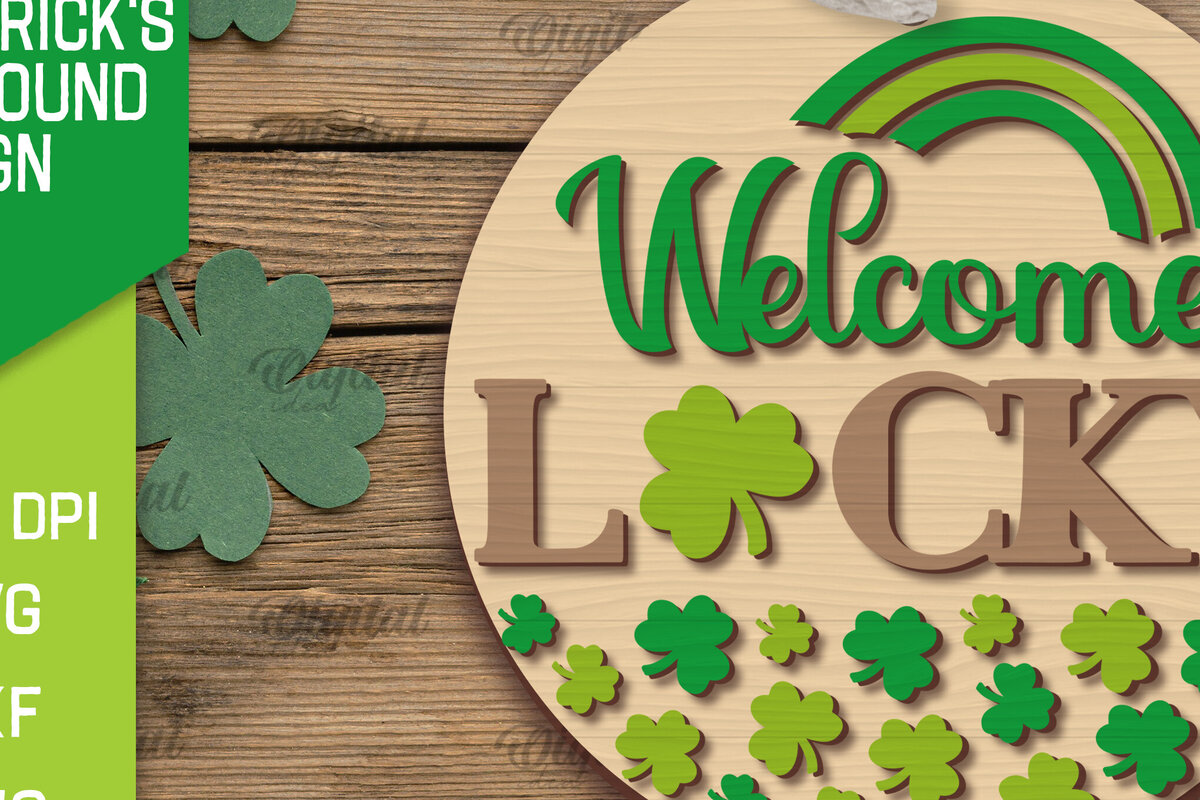 Intra απο ξύλο plywood 3mm-4mm πάχος – SVG για την Ημέρα του Αγίου Πατρικίου. Laser στρογγυλής πινακίδας Δίασταση  20x20 cm INTRAFABR-88285552