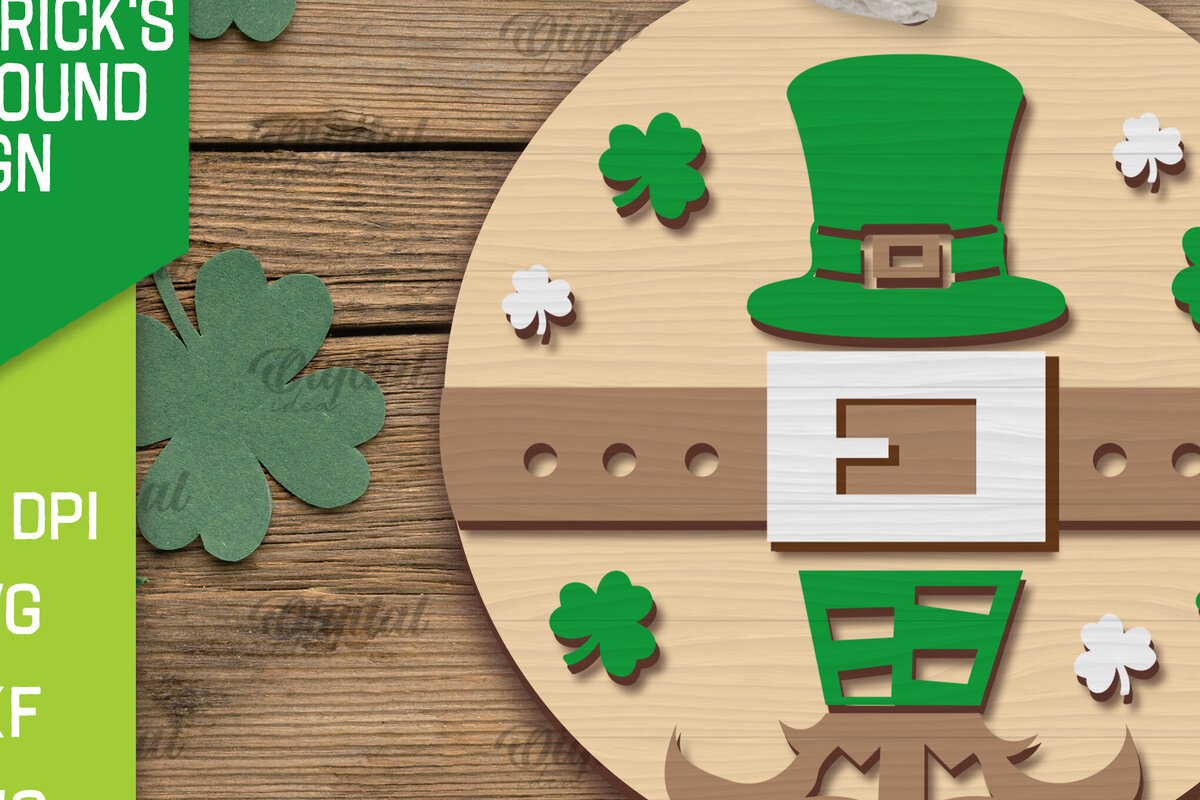 Intra απο ξύλο plywood 3mm-4mm πάχος – SVG για την Ημέρα του Αγίου Πατρικίου. Laser στρογγυλής πινακίδας Δίασταση  20x20 cm INTRAFABR-88284865