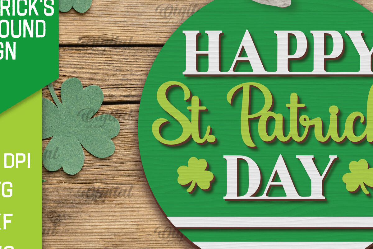 Intra απο ξύλο plywood 3mm-4mm πάχος – SVG για την Ημέρα του Αγίου Πατρικίου. Laser στρογγυλής πινακίδας Δίασταση  20x20 cm INTRAFABR-88285471