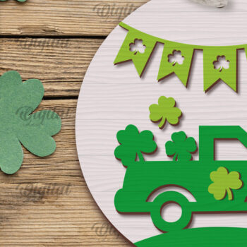 Intra απο ξύλο plywood 3mm-4mm πάχος – SVG για την Ημέρα του Αγίου Πατρικίου. Laser στρογγυλής πινακίδας Δίασταση  20x20 cm INTRAFABR-88284553 - Image 1