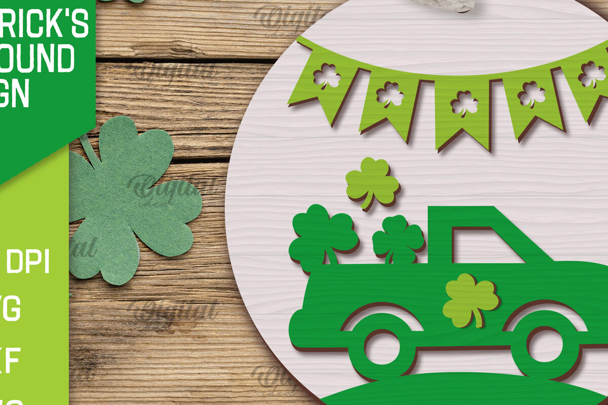 Intra απο ξύλο plywood 3mm-4mm πάχος – SVG για την Ημέρα του Αγίου Πατρικίου. Laser στρογγυλής πινακίδας Δίασταση  20x20 cm INTRAFABR-88284553