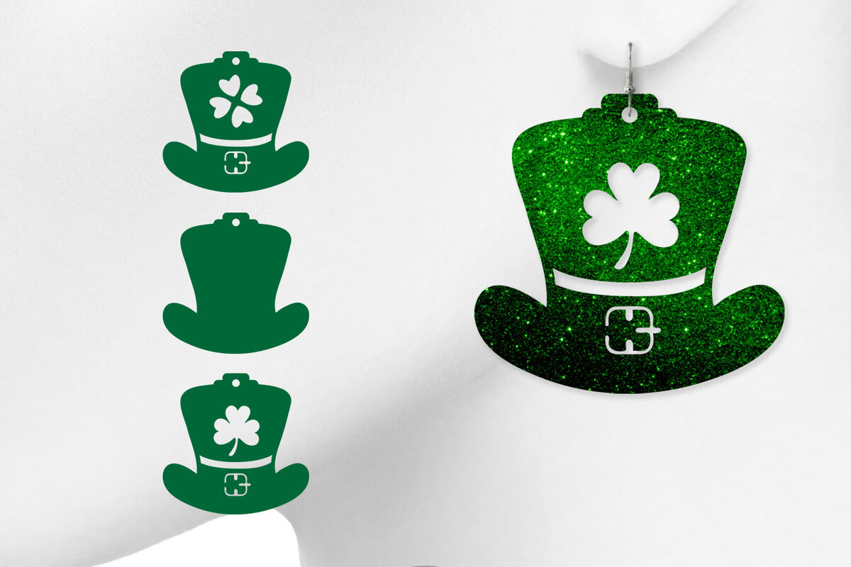 Intra απο ξύλο plywood 3mm-4mm πάχος – St Patrick's Earrings, καπέλο καλλικάτζαρων Δίασταση  5x5 cm INTRAFABR-7124335