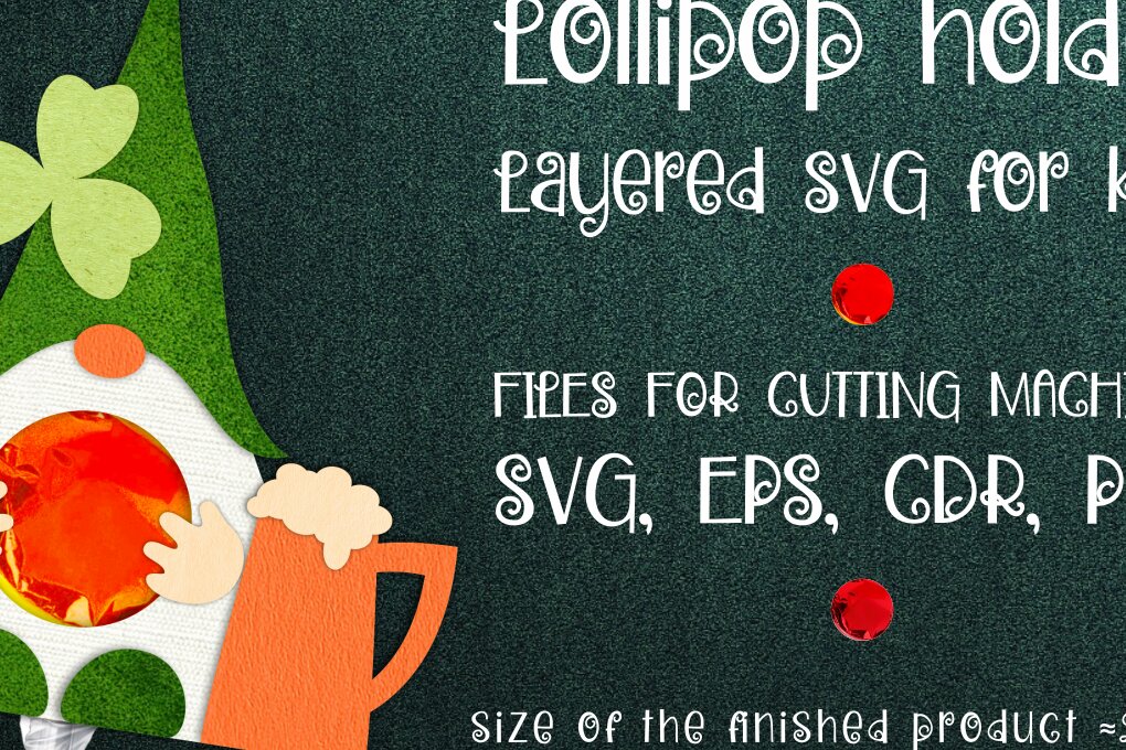 Intra απο ξύλο plywood 3mm-4mm πάχος – St. Patricks Gnome - Lollipop Holder Δίασταση  20x20 cm INTRAFABR-8838102