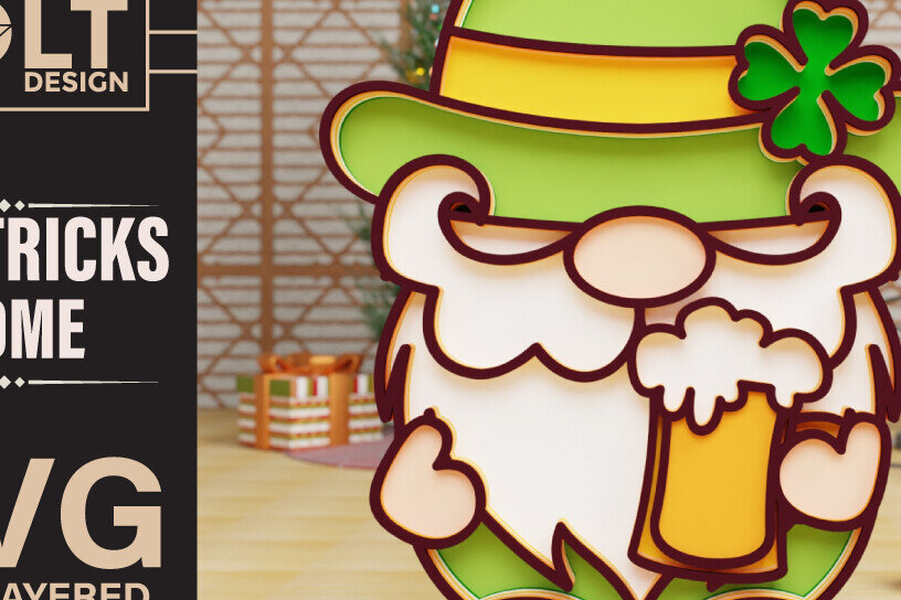 Intra απο ξύλο plywood 3mm-4mm πάχος – St Patricks Gnome Special Δίασταση  20x20 cm INTRAFABR-90967375