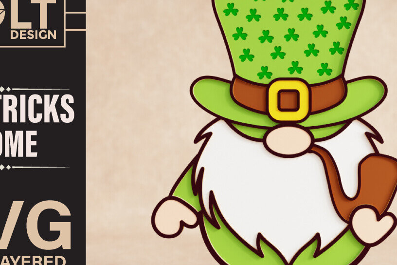 Intra απο ξύλο plywood 3mm-4mm πάχος – St Patricks Gnome Special Δίασταση  20x20 cm INTRAFABR-90771537