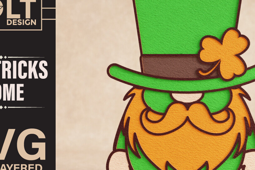 Intra απο ξύλο plywood 3mm-4mm πάχος – St Patricks Gnome Special Δίασταση  20x20 cm INTRAFABR-90836026