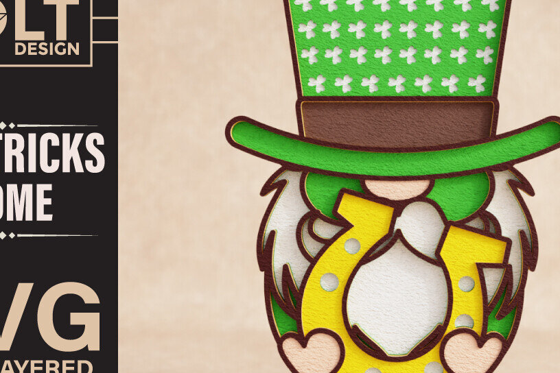 Intra απο ξύλο plywood 3mm-4mm πάχος – St Patricks Gnome Special Δίασταση  20x20 cm INTRAFABR-90836062