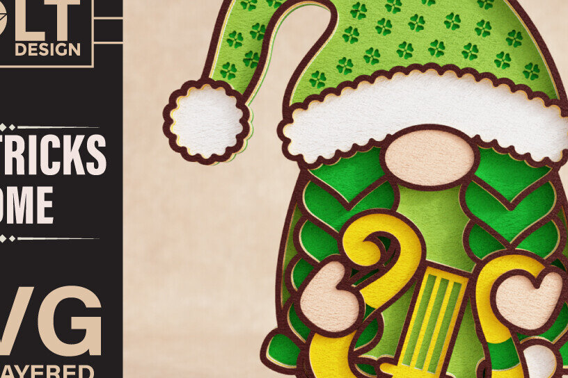 Intra απο ξύλο plywood 3mm-4mm πάχος – St Patricks Gnome Special Δίασταση  20x20 cm INTRAFABR-90836132