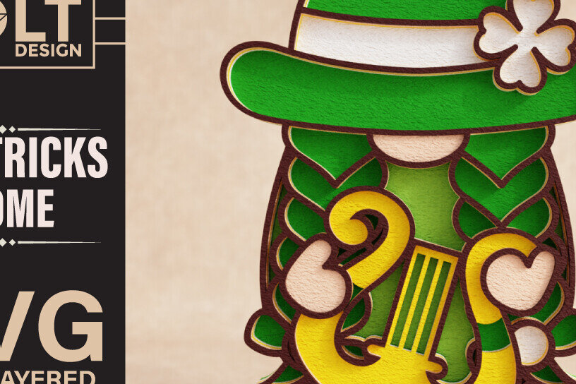 Intra απο ξύλο plywood 3mm-4mm πάχος – St Patricks Gnome Special Δίασταση  20x20 cm INTRAFABR-90836169