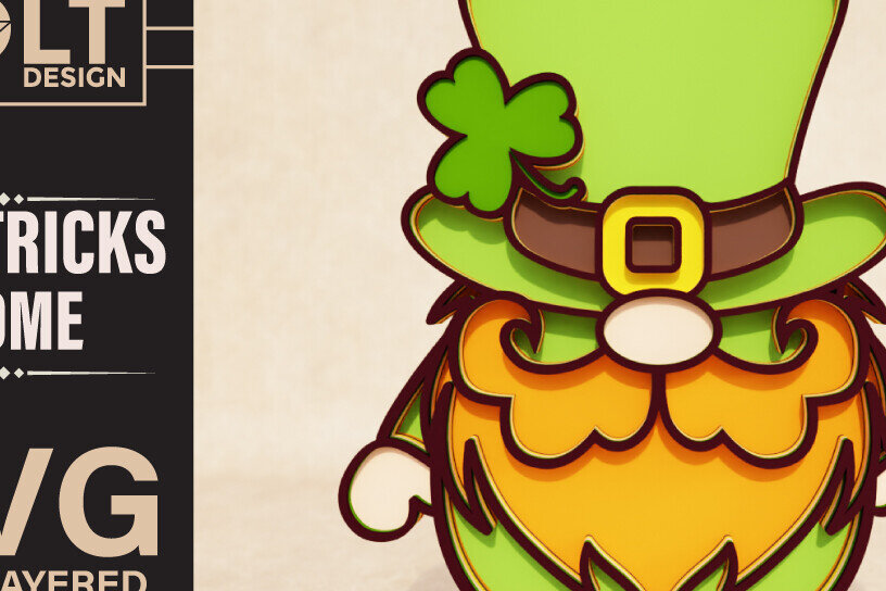 Intra απο ξύλο plywood 3mm-4mm πάχος – St Patricks Gnome Special Δίασταση  20x20 cm INTRAFABR-90683486