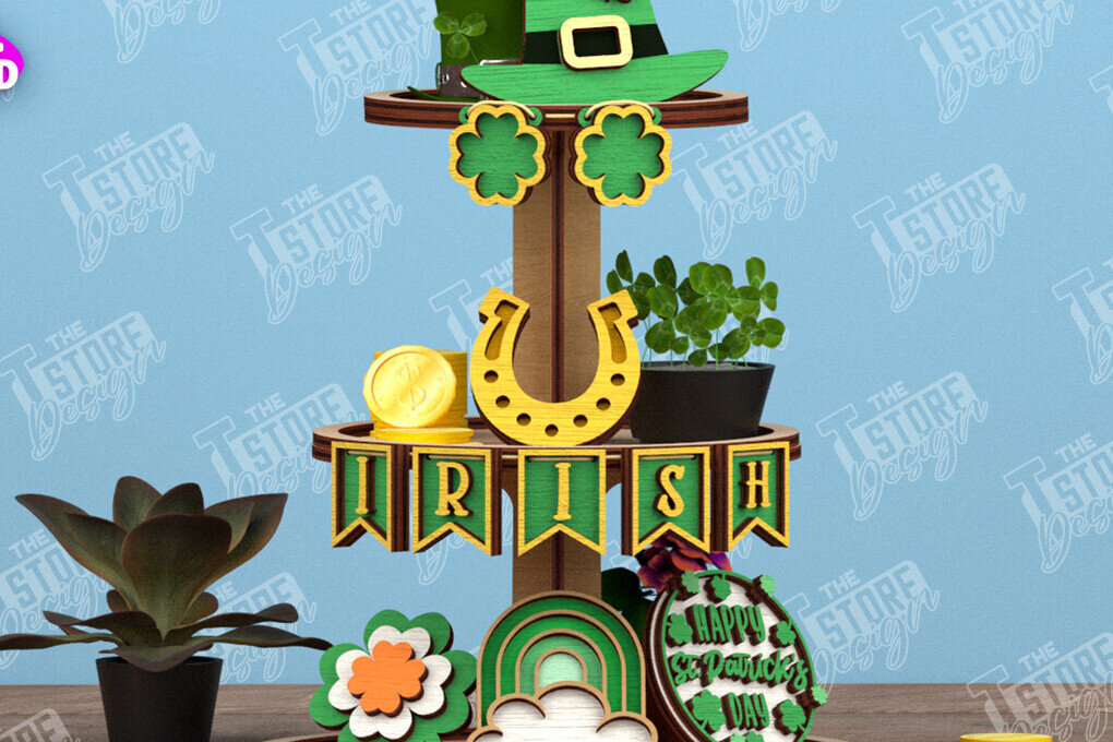 Intra απο ξύλο plywood 3mm-4mm πάχος – Δίσκος με κλιμάκωση του Αγίου Πατρικίου| Ημέρα του Πάτρικ Δίασταση  20x20 cm INTRAFABR-115450682