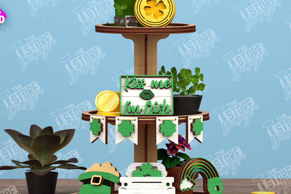 Intra απο ξύλο plywood 3mm-4mm πάχος – Δίσκος με κλιμάκωση του Αγίου Πατρικίου| Ημέρα του Πάτρικ Δίασταση  20x20 cm INTRAFABR-115450687